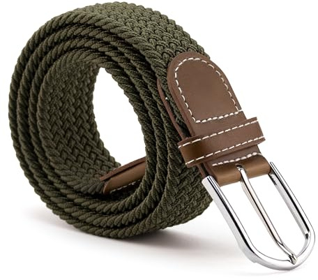 CINTURONTOP Cinturón trenzado extensible y elástico, Cinturón de tela elástica trenzada, Cinturón de tejido elástico, Cinturón ajustable trenzado, Ajuste flexible, Longitud 110 cm