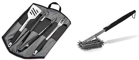 Enders® Premium GRILLBESTECK Edelstahl 3-Set INKL 8786 Grillzange & ® Premium GRILLBÜRSTE MIT EDELSTAHLBORSTEN 8814 Kunststoffgriff