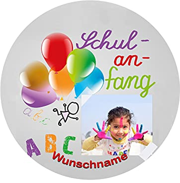 Tortenaufleger mit Wunschname und Bild,Schulanfang, Schule, Essbares Foto für Torten, Tortenbild, Tortenaufleger Ø 20cm - Super Qualität, 01002