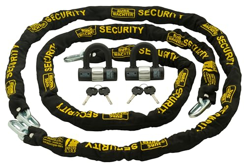 Burg-Wachter Duo Kit Sold Secure Diamond & Gold Kette gleichschließend, 10 mm, Schwarz, 2 m