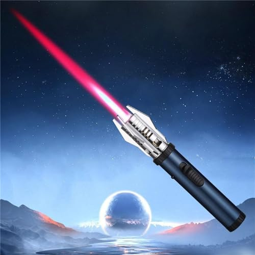 Metal Large Fire Windproof Blue Flame Lighter,Multifunctional Large Windproof Welding Torch Lighter,Lightsaber Kitchen Cooking Torch Lighter,Refillable Butane Torch Lighter (Blue)