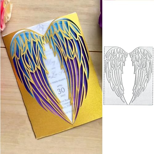 BeetirryHu Wing Frame Metal Die Cut Stencils, Carbon Steel Scrapbooking Die for Card Making, Album Embossing Decorative Paper Dies