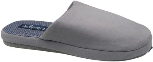 de fonseca Pantofole Ciabatte Estive da Uomo in Morbido Cotone, Comfort e stile con Suola Antiscivolo in TPR - Mod. ROMA TOPE M810 (Grigio, 43/44)
