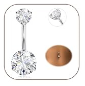 Diamday Magstänger G23 Titan navelstänger 14 g allergivänliga piercing magringar glänsande CZ navelpiercing navelstänger långa sliver magstänger magstänger magen skivstång smycken 8/10/12/14/16 mm