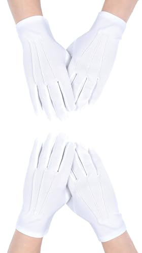 Hyxodjy Weiße Baumwollhandschuhe - Parade Handschuhe für Herren, Uniform und Zeremonielle Anlässe