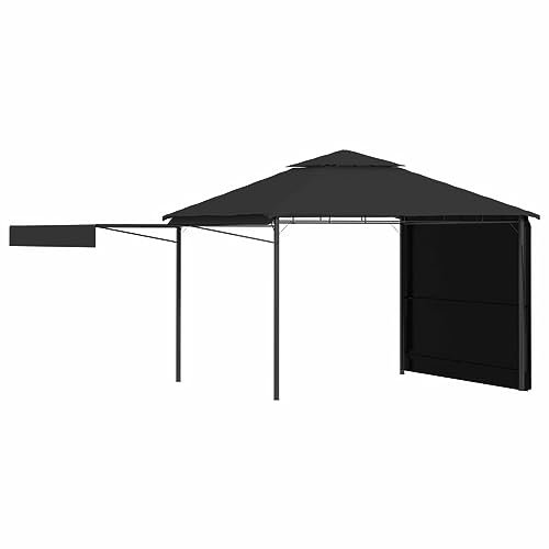 Homgoday Gazebo con tetto doppio estensibile antracite 3 x 3 x 2,75 m 180 g/m²