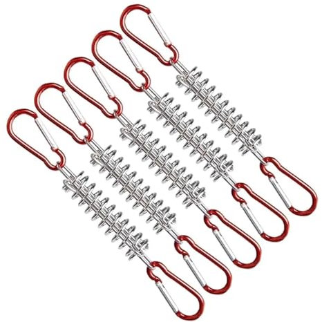 EKalgretrA Spannfeder Sprungfedern Windproof Rope Tensioner with 5X Spring Buckle for Awning Canvas Wire Accessories(Red)