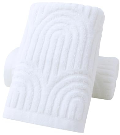 Pidada Hand Towels Set of 2 Striped Pattern 100% Cotton Absorbent Soft Decorative Towel for Bathroom (White)