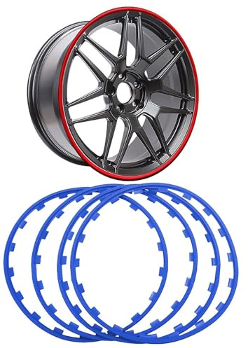 KLZWCP Anillo Protector del Borde De La Rueda Juego De 4 Protectores De Llantas para Coche, 16-20 Llantas De Vehículos De Coche Anillo Protector De Borde(Size:18 Inch,Color:Azul)