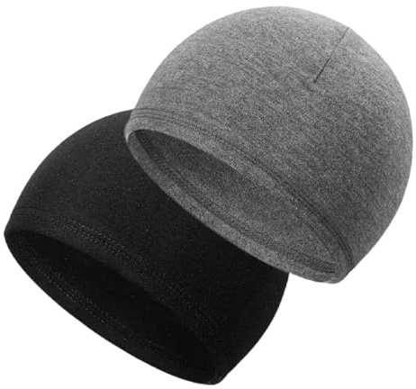 FonVan 2 Pezzi Ciclismo Skull cap Casco Liner Uomo Donna, Inverno Sportivo Cappello, Termico Cappello da Ciclismo, Sportivo Caldo Berretto, Traspirante sotto Fodera per Moto, Bici, Ciclismo, Dormire