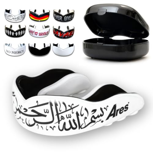 Ares Fightwear Protège-dents de qualité supérieure avec boîte de rangement pour arts martiaux, MMA et athlètes I Protection maximale des dents grâce à un ajustement idéal de qualité supérieure I