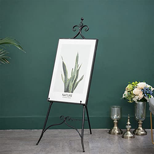 Cavalletto pieghevole in metallo, leggero, altezza 120/150 cm, per matrimonio, portatile e regolabile, treppiede per foto, menu e lavagne pubblicitarie, nero, 120 cm