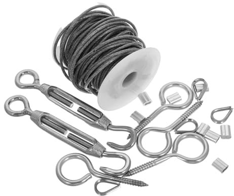Mobestech 23stücke Edelstahlkabel Vinylbeschichtung Für Drahtseil-crimp Kabel Drähte Lichterketten Hängedraht Outdoor Camping Spalier Garten Wäscheleine Vorhang Festival Silber