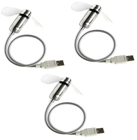 Artibetter 3pièces Ventilateur Usb Flashing Clock Avec Flexible Gooseneck Mini Ventilateur Portable Pour Ordinateur Portable Bureau Et Voyage