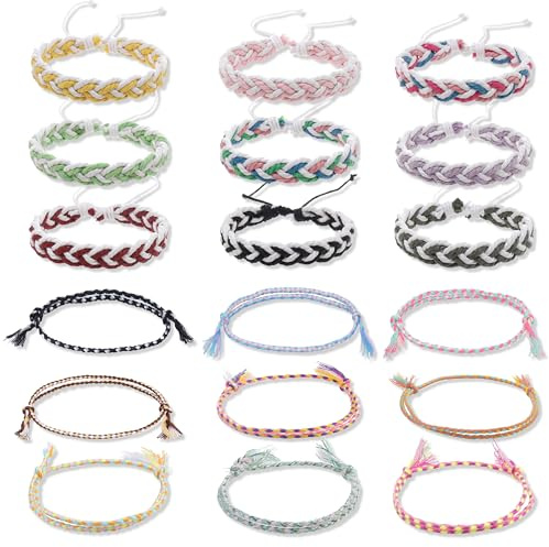 PYSEOSISE Freundschaftsarmband, 18 Stück Gewebte Armbänder, Mehrfarbig Freundschaft Armbänder Geflochtenes Armband Verstellbar Freundschaftsbänder für Damen und Herren