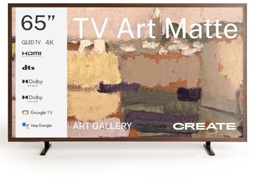CREATE / TV Art Matte/Téléviseur Smart TV QLED 4K 65 Bois foncé/Écran antireflet, galerie d'art, Commande vocale, capteur de luminosité, Low Blue Light & Flicker Free, HDMI TM