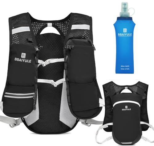 Running Hydration Vest, Lightweight Hydration Backpack Water Backpack With 470ml Soft Flask Water Bottle, Reflective, Breathable, Adjustable Hydration Vest For Hiking Trail Cycling Marathon
