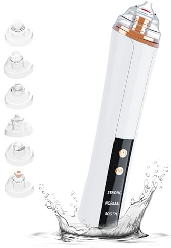 FunnAura Pore Vacuum Blackhead Remover, 3 Suction Power Mode Rechargeable Cleaner with 6 Suction Head for Face Whitehead Acne Women Men