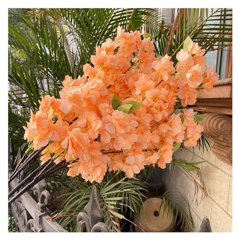 GMGQJST Blumengirlande Künstliche Kirschblüte, rosa, weißer Kirschbaum, Seidenblume, Frühlingskirsche, DIY Bonsai-Bogen, Hochzeits-Requisiten, Heimdekoration(Orange)
