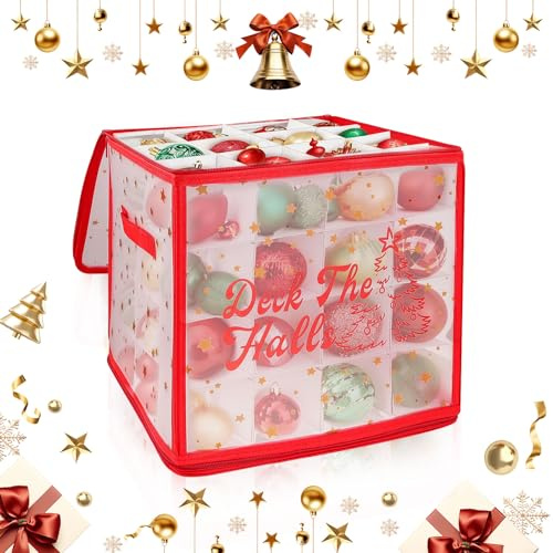Weihnachtskugeln Aufbewahrung Weihnachtsschmuck Aufbewahrungsbox: Aufbewahrungsbox für Christbaumkugeln und Weihnachtsschmuck - 64 Fächer je 8 cm, Zusammenklappbar, Transparent