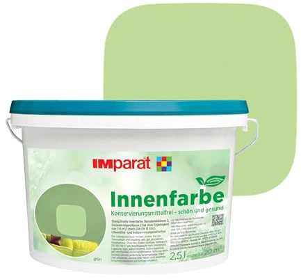 IMparat Innenfarbe KF konservierungsmittelfrei grün 2,5 l | ideal für Allergiker | matte Trend Wandfarbe | hohe Deckkraft | waschbeständige Raumfarbe | perfekte Renovierfarbe | Profi-Qualität