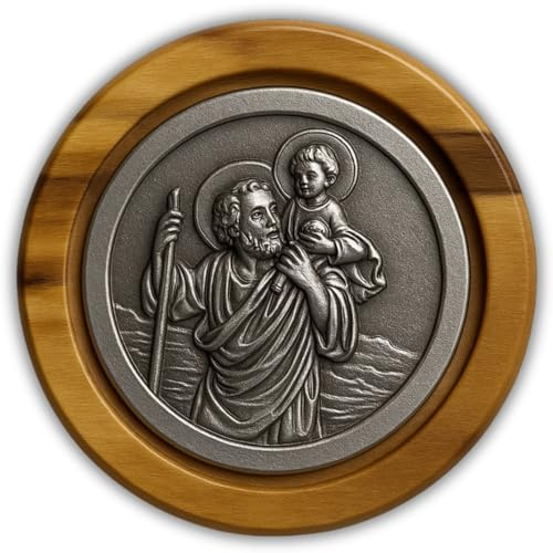 ELBKAISER - Heiliger Christophorus Auto Magnet-Plakette, Schutzengel Auto | Magnetische Christopherus Medaille - Glücksbringer fürs Auto