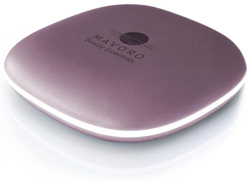 Mavoro Miroir Maquillage de Voyage LED Éclairé | Grossissement 1x/10x | Rechargeable USB-C | Miroir Compact Portable pour Poche & Sac avec Capteur Tactile (Violet Mist) | Capteur tactile, éclairage 3 modes à intensité variable, lumière LED naturelle, pochette en peluche, compact pour les voyages