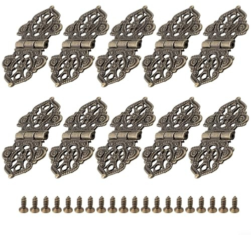 Antikes Scharnier für Holzkisten, dekorative Türscharniere aus Zinklegierung mit Schrauben, 53 x 28 mm, Vintage-Möbelscharniere in grüner Bronze (Bronze)