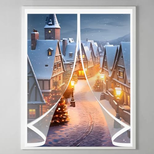 Rideau Thermique Isolant 46 x 65 cm Anti Froid et Chaleur Vent Isolation Phonique Imperméable Moustiquaire Fenetre Rideau Convient à Tous Types de Fenêtres, A