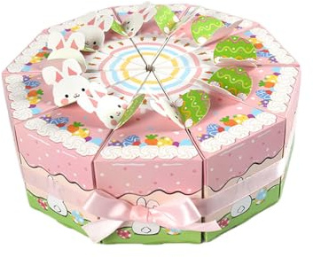 Confezione regalo di Pasqua, 10 scatole triangolari per torte con coniglietto pasquale uova e carota, motivo coniglietto creativo da riempire, confezione per piccoli regali di Pasqua, caramelle (con