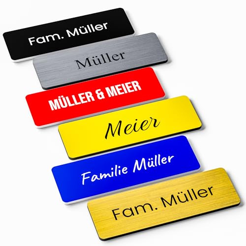 Namensschild Briefkasten selbstklebend – personalisiertes Türschild & Klingelschild aus Acryl, wetterfest – Briefkasten Namensschild für Haustür & Klingel (60x15 mm)