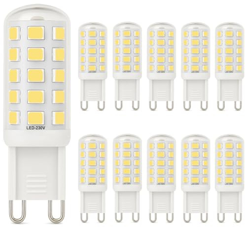 Ugvmn 3W G9 LED Leuchtmittel 580LM, Neutralweiß 4000K GU9 LEDs Birne entspricht 40W Halogenlampe,Kein Flackern G 9 LED Glühbirne,Lampe G9 Enegiesparende, Nicht Dimmbar, 10er Pack