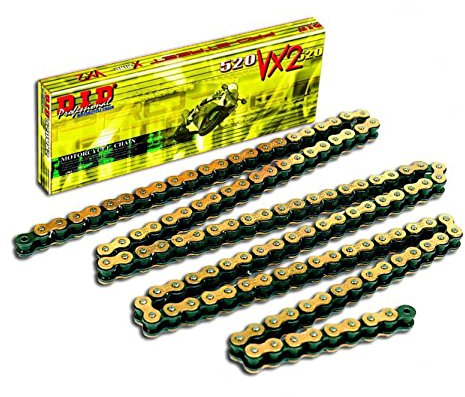 DID 520 VX2 Cadena para motocicleta, 110 eslabones (X-ring gold), con cierre de remaches