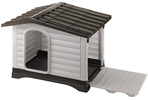 Ferplast Cuccia Cane Esterno, Casetta per Cani, Cuccia per Cani Taglia Grande, Lato Apribile, Sistema di Drenaggio, Griglia di Aerazione, 111 x 84 x h 79 cm, DOGVILLA 110 Cuccia Cane Plastica