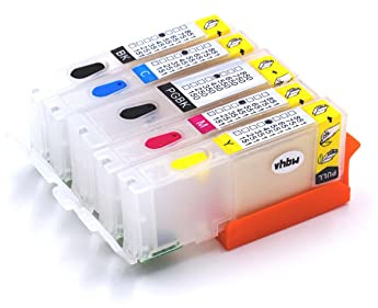vhbw 5er-Pack Tintenpatrone kompatibel mit Canon Pixma IX6800 | IX6850, MG5400 Drucker, CISS - mit Chip (Kompatibel), Refill Leer Mehrfarbig