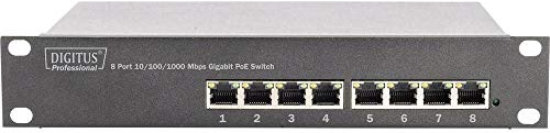 DIGITUS Gigabit Ethernet PoE+ Switch - 10 tums - 8 portar - Oförvaltat - IEEE 802.3at - 96 Watt effektbudget - Svart