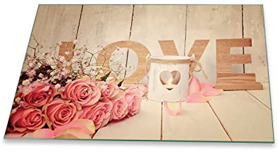 decorwelt | Piastra di copertura per fornelli, 80 x 52 cm, 1 pezzo, motivo floreale, colore rosa, copertura universale per piano cottura in vetroceramica, protezione per fornelli, tagliere, vetro di