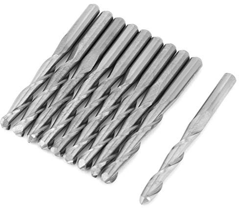 10pcs 2 Flute Embout de routeur en spirale Broyeur final CNC Tungstène Cutter de fraisage 3.175 * 22mm