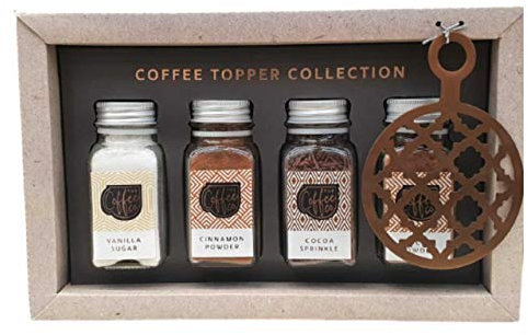 Kachhu® Coffee Topper Gift Set Includes: Vanilla Sugar Cinnamon Powder Chocolate Sprinkle Cocoa Powder 4pk