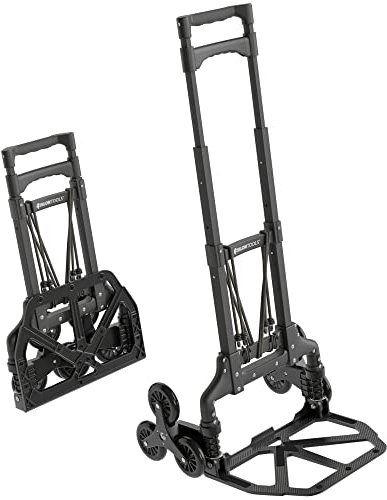 ATHLON TOOLS Carretilla Plegable de Aluminio, Mango extralargo de 110 cm, Superficie de Carga con Almohadillas Antideslizantes, Modelo 2025