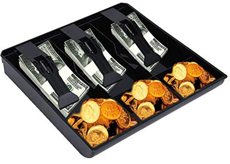 Cassetto portadenaro Cassetto registro Cassetto inserto Cassetto contanti sostitutivo Cassetto cassetto cassetto cassetto cassetto 3 banconote 3 scomparti per monete, 9,6 x 9,6 x 1,4 pollici(Nero)