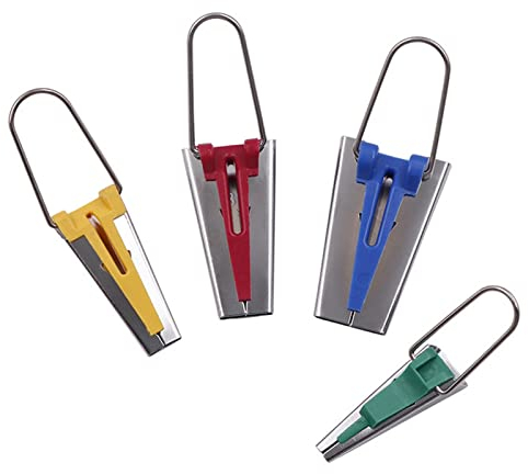 Cerioll Schrägbandmacher, 4 Stück Schrägbandformer Set, Stoff Schrägband Maker Werkzeug, Schrägband Werkzeug Set, 6mm, 12mm, 18mm, 25mm, Schrägband Werkzeug, Nähen, Quilten, Schrägband, Nähwerkzeug