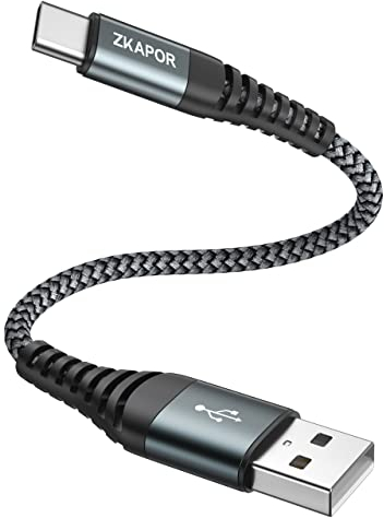 ZKAPOR Short USB C Cable 30CM, Type C Charger Cable 3A Fast Charging Nylon Braided USB C Lead for iPhone 15/15 Pro Max, Samsung Galaxy S23/S22/S21/S10, Note 10, Huawei P40/P30, Google Pixel