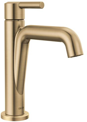 Delta Nicoli Brushed Gold Bathroom Faucet 1 Hole, Single Hole Bathroom Sink Faucet for Vanity, Push-Pop Drain Assembly, Champagne Bronze 15849LF-CZ