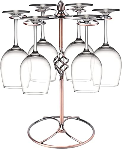 COERSD Wine Glass Rack Vertical Wine Glass Holder Countertop Wine Glass Display Wine Glass Holder Stand with 6 Hooks Wine Glass Rack for Kitchen and Bars