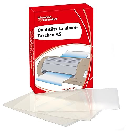 Laminiertaschen A5 100 Stück, Stärke: 150 mic | Wiemann Lehrmittel