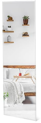 HOMASIS Miroir Mural Rectangulaire en Verre Incassable, Miroir Mural de Corps Entier sans Cadre, Miroir Moderne à Suspendre pour Salle de Bain, Chambre, Salon, Entrée 110 x 38 cm
