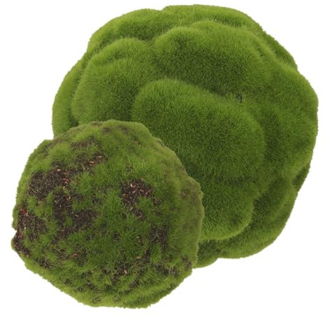 Warmhm 2st Simulierter Moosball Hängende Moosbälle Blumen- Grünkugeln-dekor Dekokugel Aus Moos Dekorative Grüne Runde Formschnittkugeln Moos-Topiary-felsen Plastik Drinnen 15c Bonsai