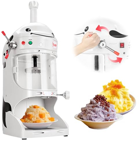 YhsPkh Machine à Glace Pilée électrique 350 W (Volume De Glace Pilée : 90 Kg/H) – épaisseur Réglable, Machine à Glace Pilée électrique (250-300 TR/Min) – Poignée De Levage