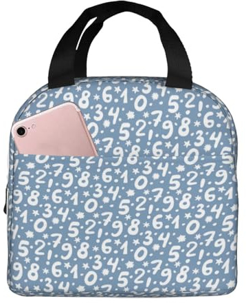 Bolsas de almuerzo aisladas para hombres y mujeres, trabajo, números de impresión matemática, bolsa térmica suave aislada para viajes, lonchera pequeña a prueba de agua para hombres y mujeres, bolsa